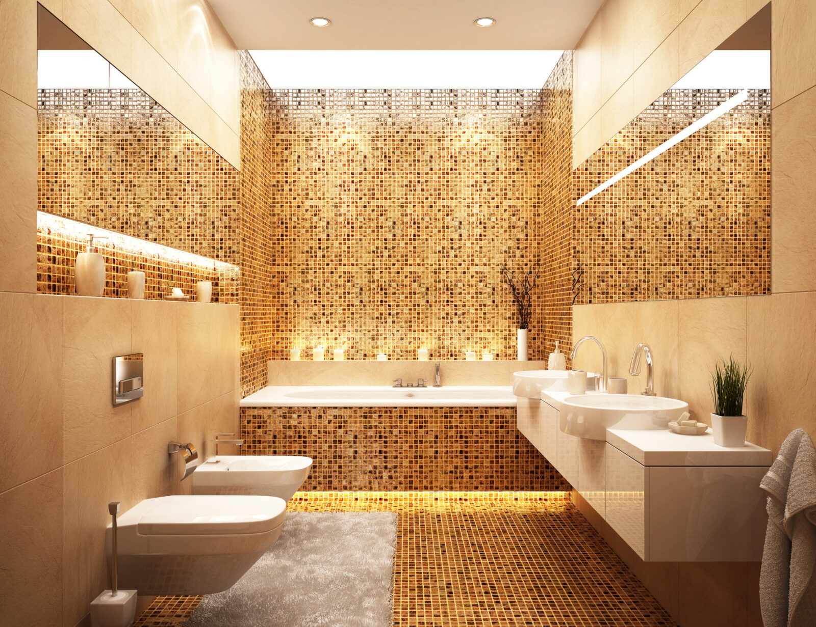 złota mozaika w łazience